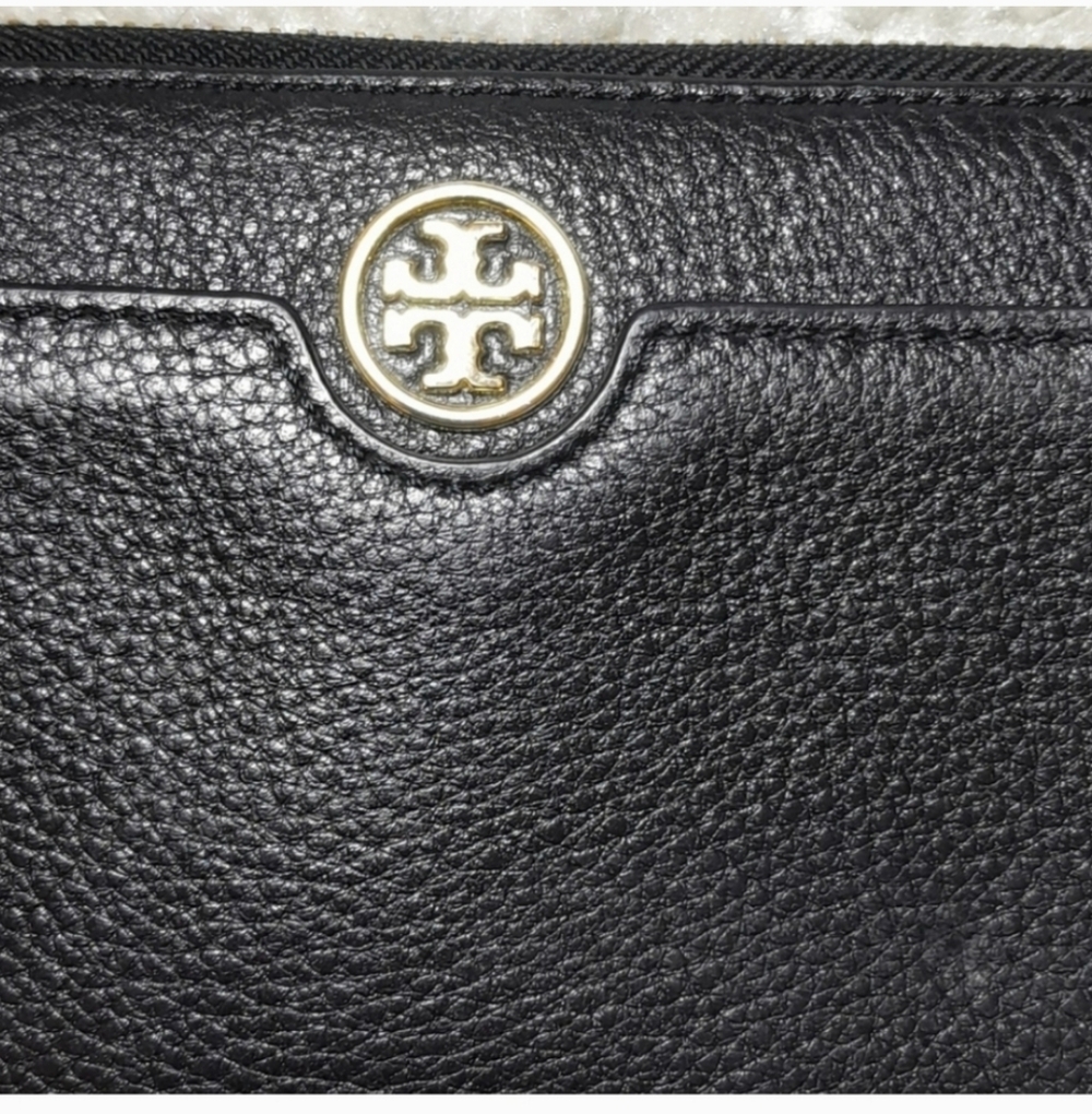 TORY BURCH Black Leather Zip Around Wallet LANDON CONTINENTAL - Picture 6 of 12
